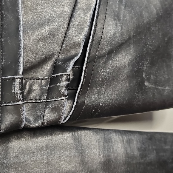 No Boundaries Black Faux Leather Distressed Grunge Structured Blazer Jacket - Picture 6 of 11